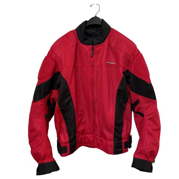 Armored Motorcycle Jacket Men XL Red Black Padded Racing First Gear Protective - Picture 1 of 12